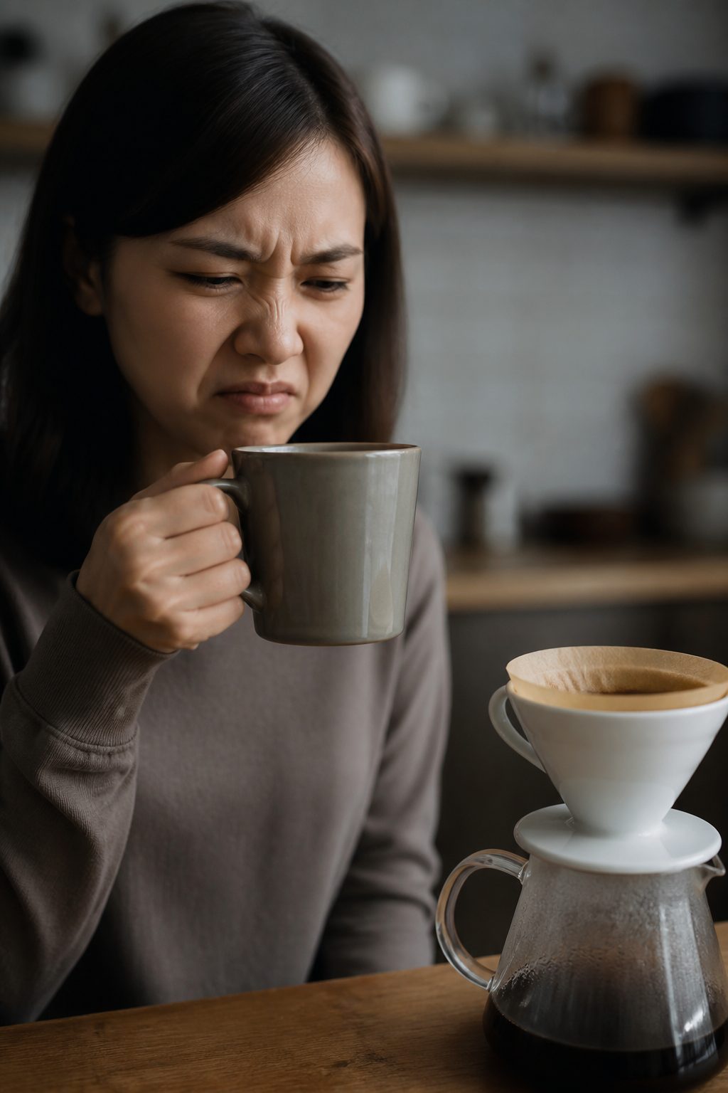 Bitter coffee: usually over-extracted : Why Does My Coffee Taste Bitter or Sour? A Troubleshooting Guide