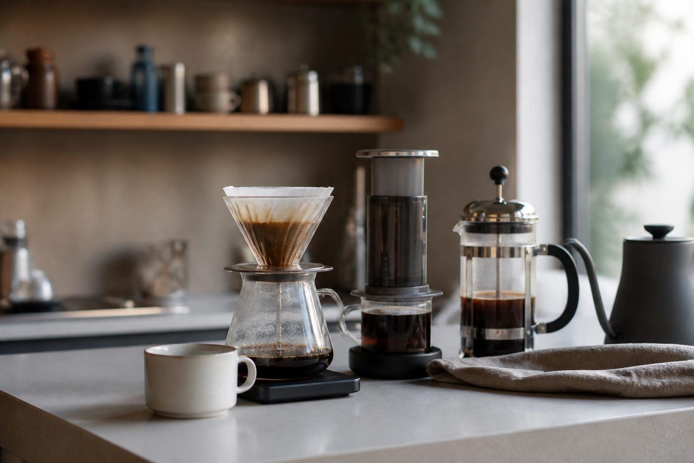 Sections : Brewing Methods: pour-over, French press, AeroPress and more